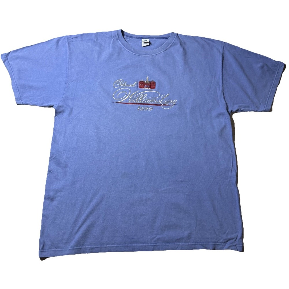 Vintage Colonial Williamsburg Embroidered T Shirt‎ Made In USA Large Purple